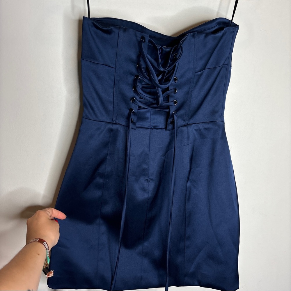NWT Reformation Pacie Satin Dress in Danube - Picture 13 of 16